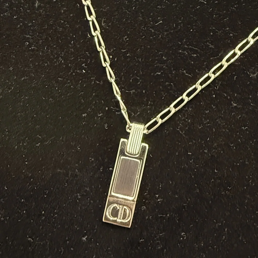 Christian Dior CD Logo Collier Vintage Silver Pendant Necklace - Picture 3 of 5
